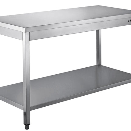SARO Stainless steel table, dismantled, with under shelf - 600 mm depth, 2000mm