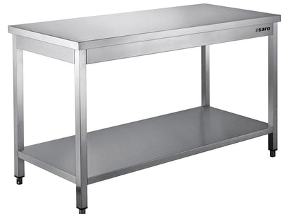 SARO Edelstahltisch, zerlegt, mit Unterboden – 700 mm Tiefe, 1800 mm
