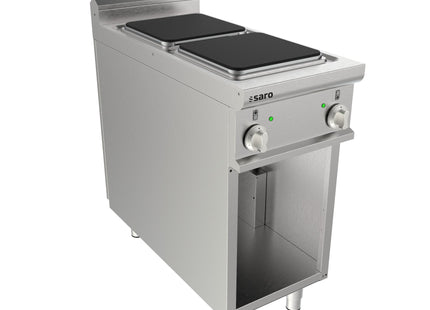 SARO elektrisk komfur med åben underskab, 2 kogeplader 
Model LQ / CQE2BA