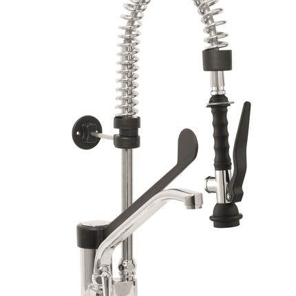 SARO Douchette de prérinçage monotrou + Robinet à levier noir 
modèle EMMI