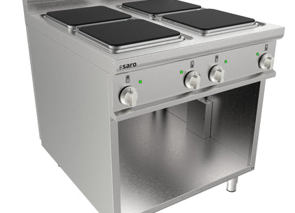 SARO elektrisk komfur, åpent underskap, 4 kogeplader 
Modell LQ / CQE4BA