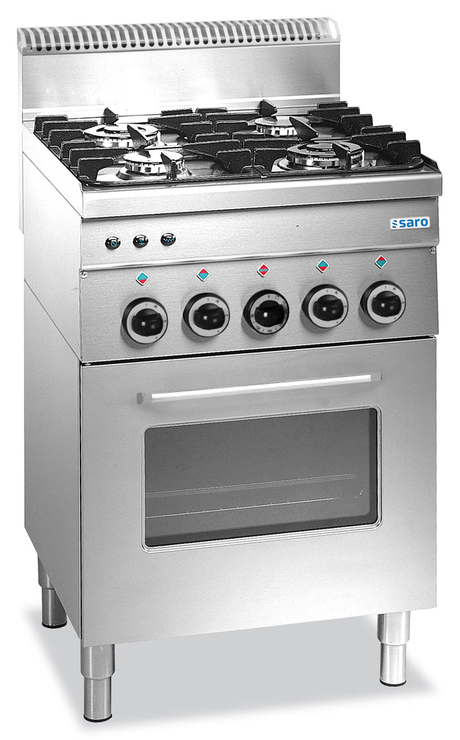 Kuchenka gazowa SARO z piekarnikiem elektrycznym, 4 palniki, linia 600
model G4SFE6