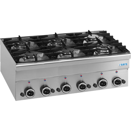 Cuisinière à gaz SARO, 6 feux, plan de travail Ligne 600
modèle G6S6