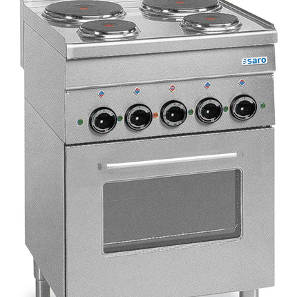 Cuisinière électrique SARO avec four électrique, 4 plaques de cuisson, Ligne 600 pose libre
modèle E4F6