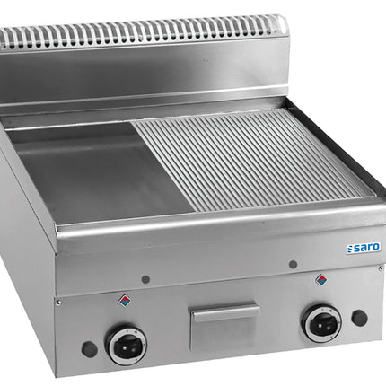 SARO Gasgrillplade 1/2 Glat 1/2 rillet 1000x600
model GFT66LR