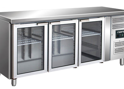 SARO kølebord med 3 glasdøre, 
model GN 3100 TNG