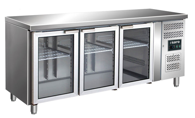 SARO kølebord med 3 glasdøre, 
model GN 3100 TNG