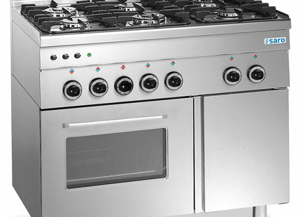 SARO gaskomfur med gasovn, 6 brændere, 600 Line 
Model G6SFA6