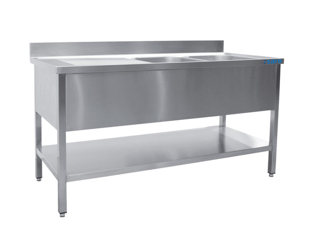 SARO Sink with two basins, right - 600 mm depth, 1200mm