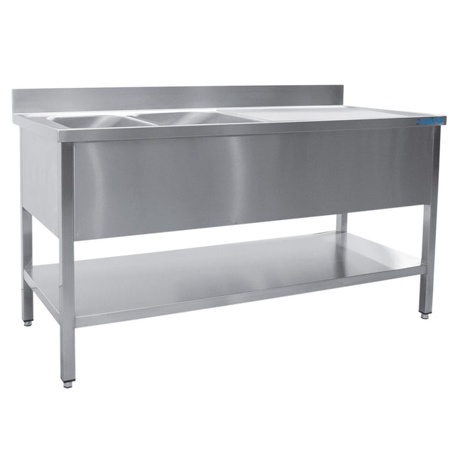 SARO Spoelbak met twee wastafels, links - 600 mm diep, 1600 mm