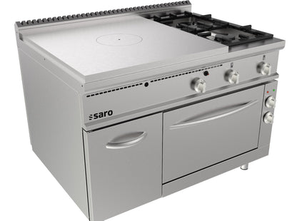 SARO glødepladeovn med elektrisk ovn + 2 brændere + dør 
Model LQ / TPG6LE