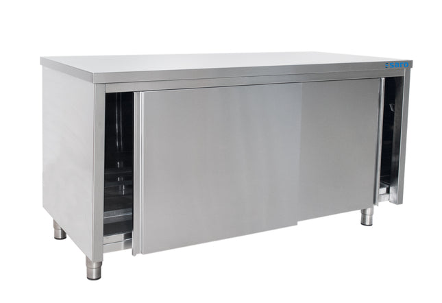 SARO Stainless steel cabinet, sliding door - 700 mm depth, 1400mm