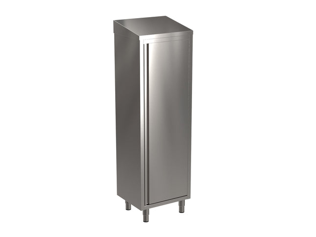 SARO Stainless steel high cupboard with 3 shelves, slanted roof, 600mm