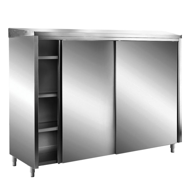 SARO Oppbevaringsskap i rustfritt stål med skyvedører AISI 430, skråtak, 1800x600