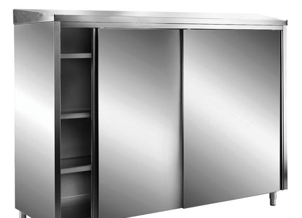 SARO Förvaringsskåp i rostfritt stål med skjutbara Dörrar AISI 430, sluttande tak, 2000x700