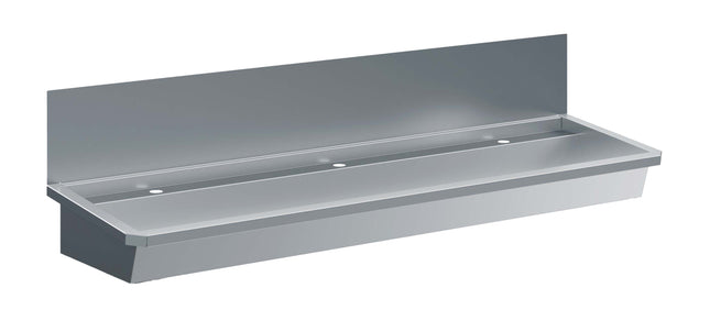 LAVABO INOX 3 ROBINET 1800MM BOUCHON ET PARE-ÉCLABOUSSURES INCLUS, HORS ROBINETS