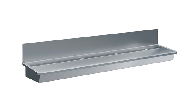 LAVABO INOX 4 ROBINET VIDANGE 2400MM BOUCHON ET PARE-ÉCLABOUSSURES INCLUS, HORS ROBINETS