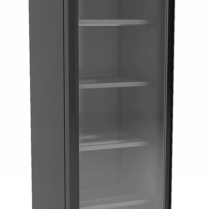 CHLADNIČKA 1 SKLENĚNÁ DVÍŘKA ČERNÁ 550L