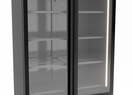 RÉFRIGÉRATEUR 2 PORTES VITRÉES NOIR 1200L