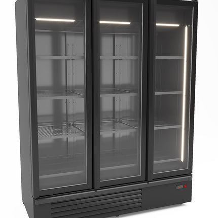 KYLSKÅP 1 GLASDÖRR SVART 550L
