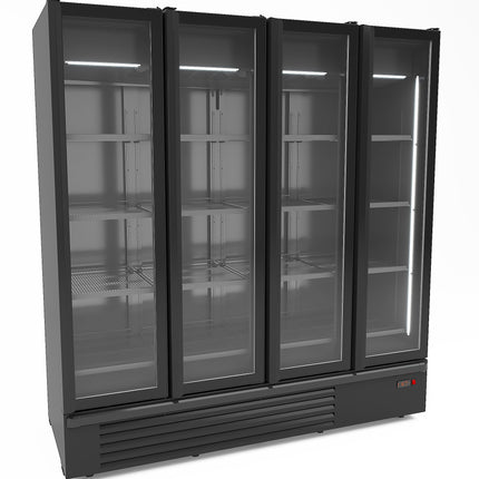 RÉFRIGÉRATEUR 4 PORTES VITRÉES NOIR 1850L