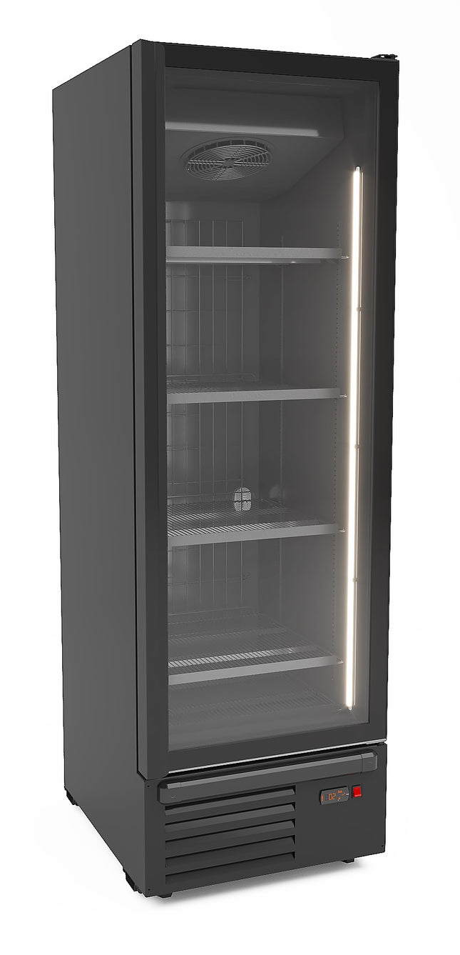 GEFRIERSCHRANK 1 GLASTÜR SCHWARZ 500L