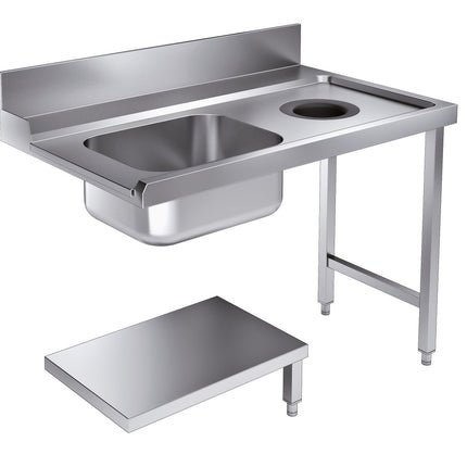ENTRY TABLE BOTTOM SHELF WITH WASTE HOLE 1200 RIGHT FOR 7280.0045-0046