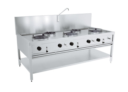 Gas Wok Table 3x17KW + 2x9KW