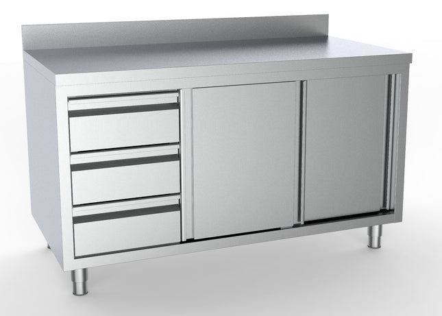700 WORKTABLE SLIDING DOORS DRAWERS LEFT WITH UPSTAND 1800