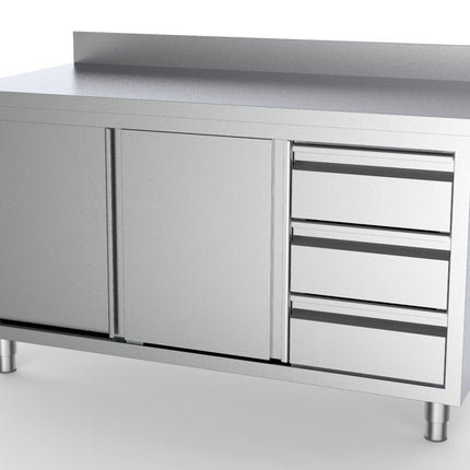 700 WORKTABLE SLIDING DOORS DRAWERS RIGHT WITH UPSTAND 1600