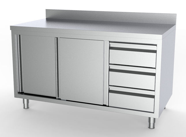 700 WORKTABLE SLIDING DOORS DRAWERS RIGHT WITH UPSTAND 1800