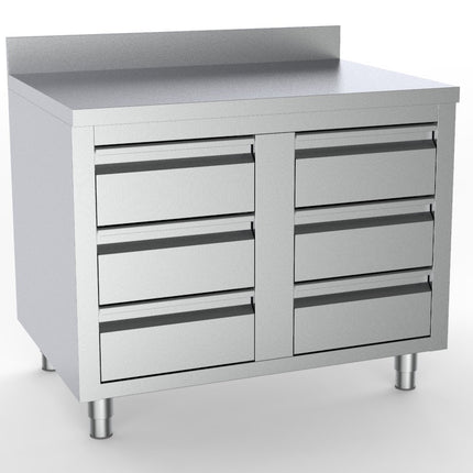 700 WORKTABLE WITH 6 DRAWERS WITH UPSTAND 1000