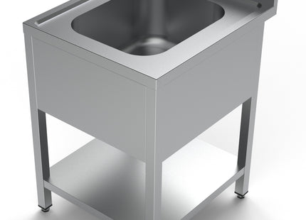 Bord med vask og hylde - 1 kumme i midten - 700 x 600 mm
