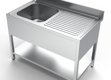 Bord med vask og hylde - 1 kumme til venstre - 700 x 1200 mm