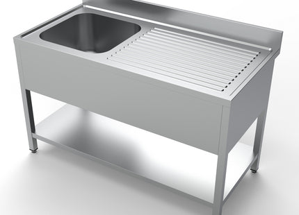 Bord med vask og hylde - 1 kumme til venstre - 700 x 1400 mm
