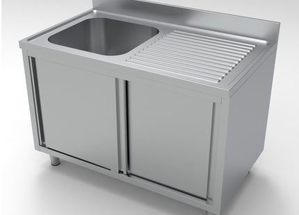 Bord med 1 vask - venstre - skydedøre - 700 x 1200 mm