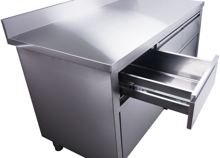SARO skab med skydedøre, 3 skuffer og opkant, 1600 x 700 mm – detaljebillede 3