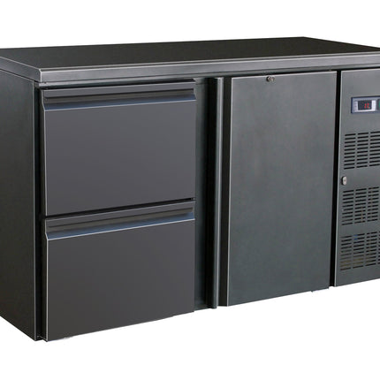 BARCOOLER BLACK 1 DOOR AND 2 DRAWERS