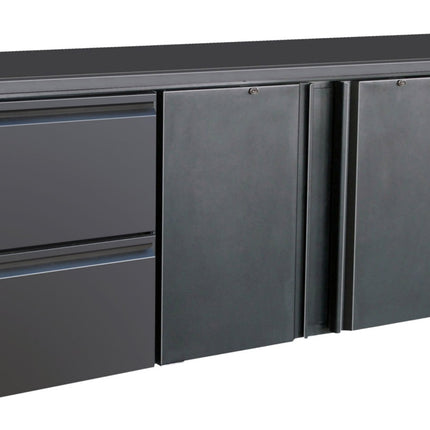 BARCOOLER BLACK 2 DOORS AND 2 DRAWERS