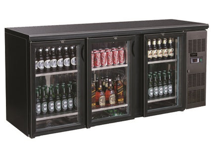REFROIDISSEUR BACKBAR NOIR 3 PORTES VERRES