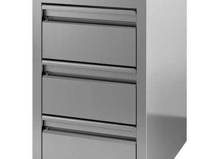 Arbejdsbord i rustfrit stål med skuffer 700 x 400 mm (med opstand)