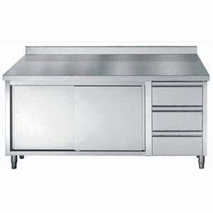 Arbejdsbord - skydedøre - skuffer - opstand - Mål: 700 x 2000 mm