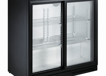 BACKBAR COOLER BLACK 2 SLIDING DOORS