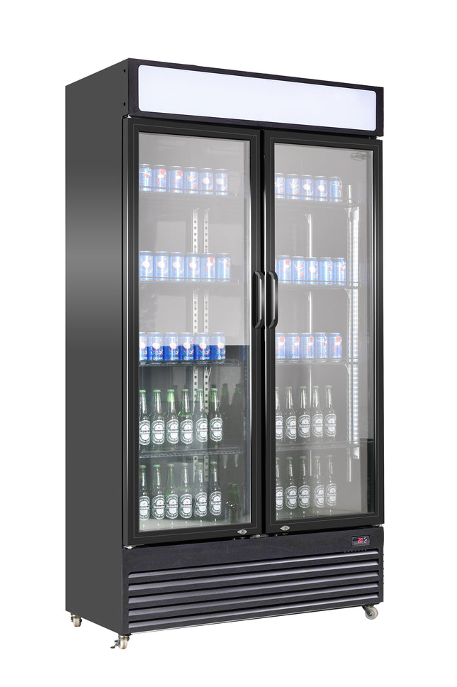 KÜHLSCHRANK 2 GLASTÜREN BEZ-780 GD SCHWARZ