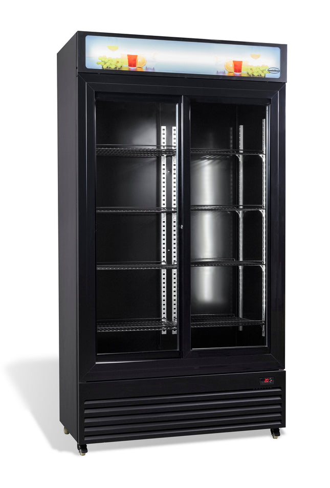 REFRIGERATOR WITH SLIDING GLASS DOORS BEZ-780 SL BLACK