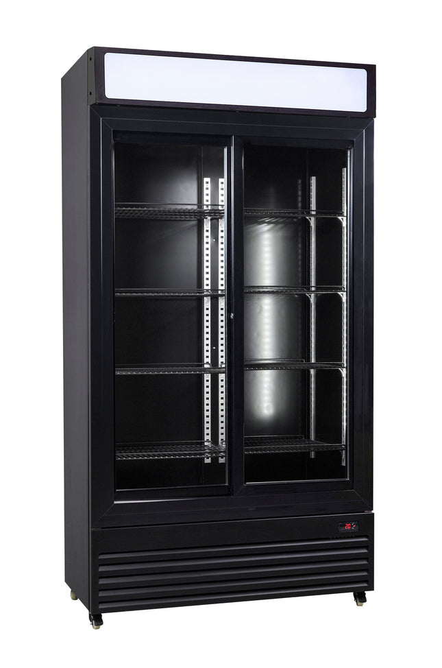KÜHLSCHRANK MIT GLASSCHIEBETÜREN BEZ-780 SL SCHWARZ