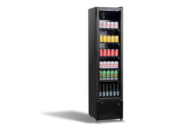 Glass Door Refrigerator Narrow Black Nap-250