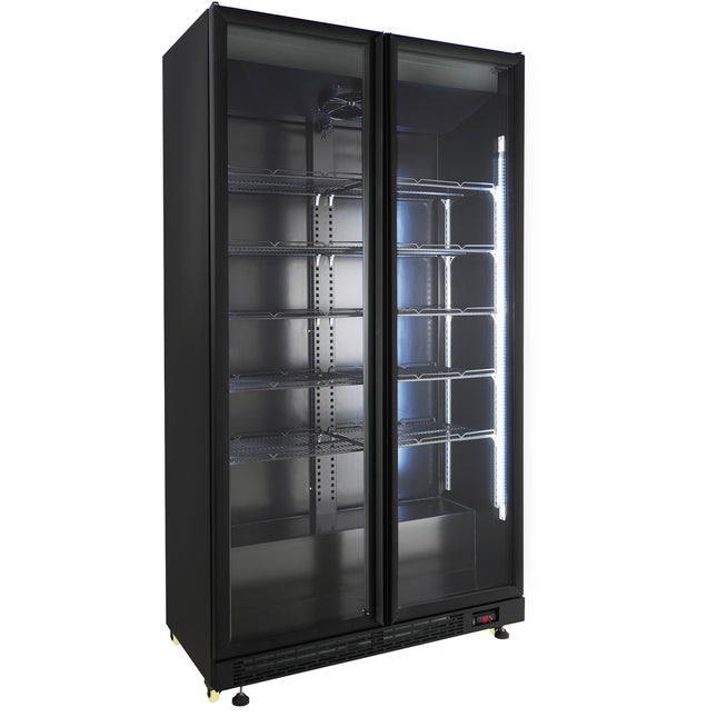 KÜHLSCHRANK 2 GLASTÜREN SCHWARZ NAP-850
