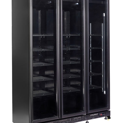 REFRIGERATOR 3 GLASS DOORS BLACK NAP-1200 HT - WITH DOOR HEATING