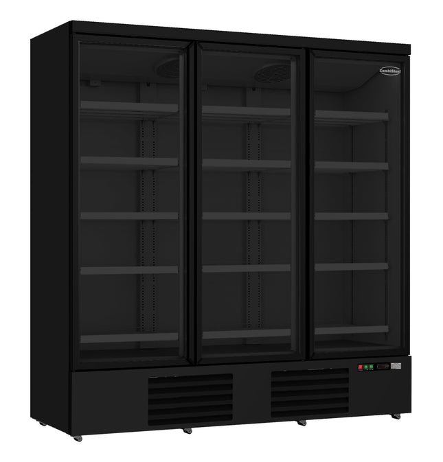 RÉFRIGÉRATEUR 3 PORTES VITRÉES NOIR JDE-1530R BL